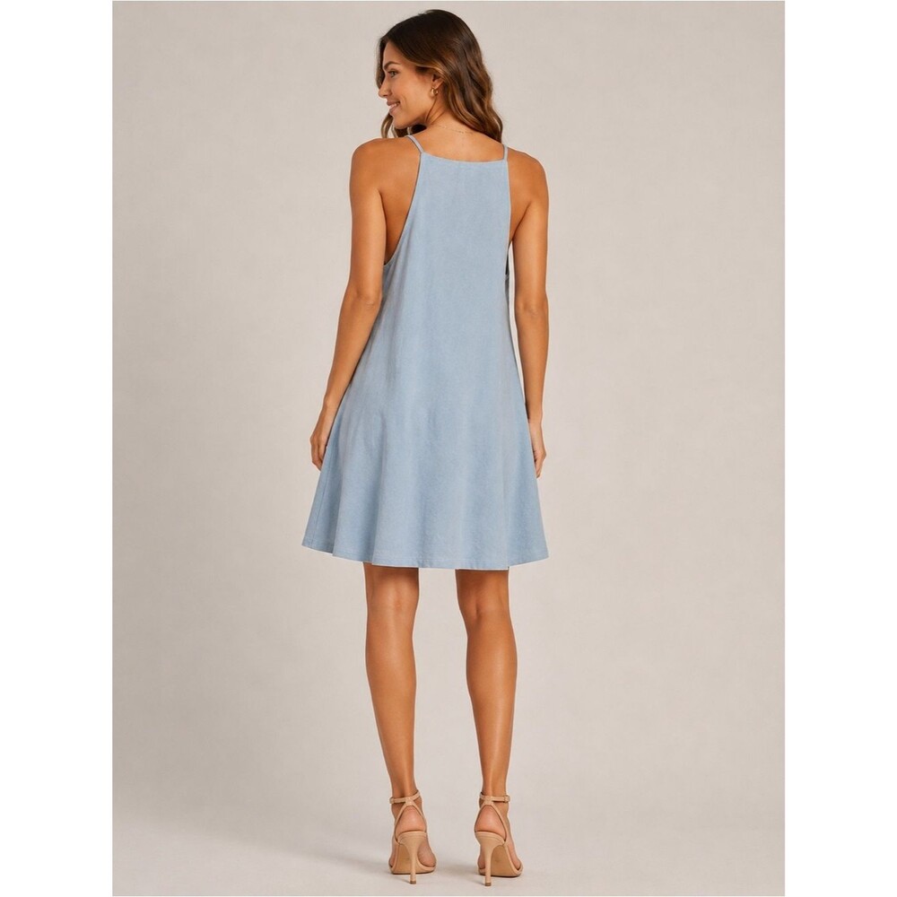 NEW Faux Suede Lightweight Blue Wishlist Brand Boutique Sleeveless size Large - Picture 2 of 6